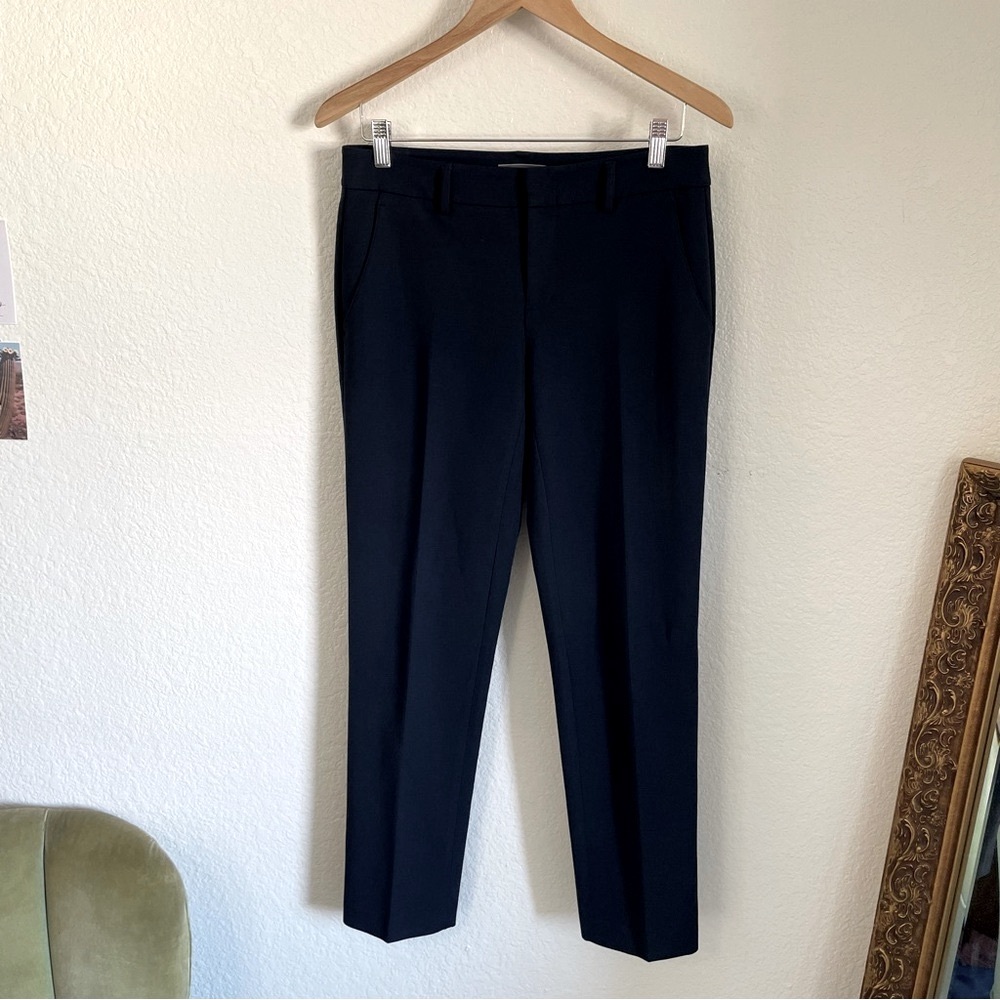 Vince Slim Ankle Trousers $295 Retail Dark Navy Coastal Blue Stretchy Ponte